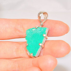 Sterling Silver 17-Carats Variscite Drusy Pendant