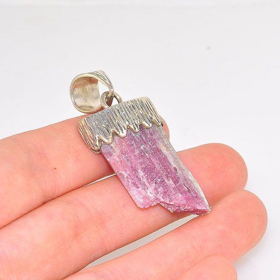 Sterling Silver Pink Tourmaline Crystal Pendant