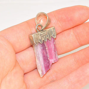 Sterling Silver Pink Tourmaline Crystal Pendant