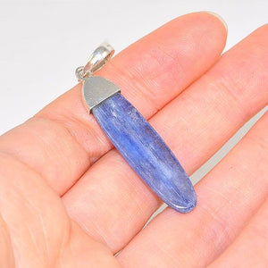 Sterling Silver Kyanite Elongated Oval Delicate Pendant
