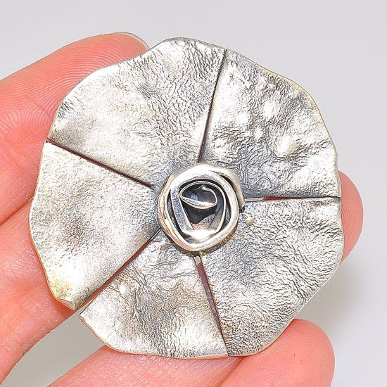 Oxidized Sterling Silver Plated Flower Pendant