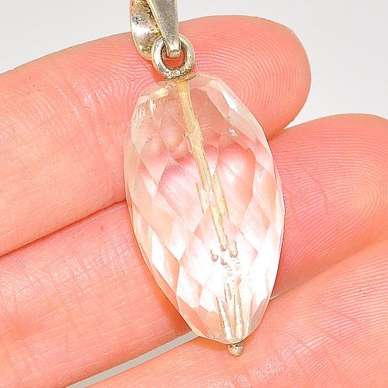 Sterling Silver Faceted Clear Quartz Nugget Pendant