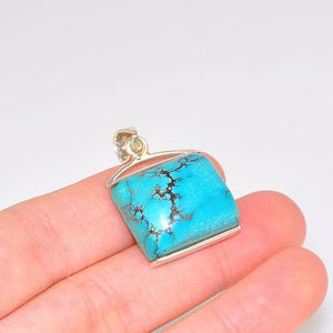 Sterling Silver Beautiful Soft Square Turquoise Pendant