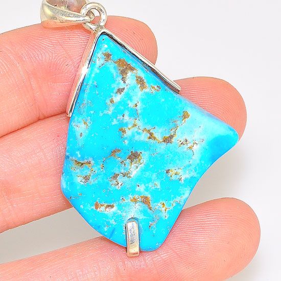 Sterling Silver Natural Sleeping Beauty Turquoise Pendant