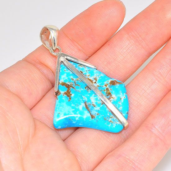 Sterling Silver Natural Sleeping Beauty Turquoise Pendant