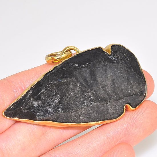 Charles Albert Alchemia Obsidian Arrowhead Dangling Pendant
