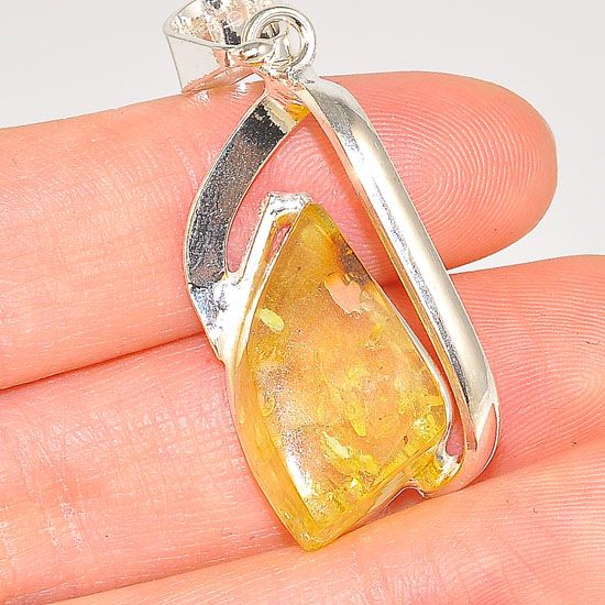 Sterling Silver Wire Wrap Baltic Butterscotch Amber Pendant