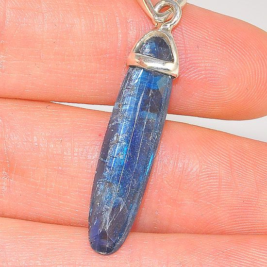 Sterling Silver Delicate Faceted Kyanite Shard Pendant