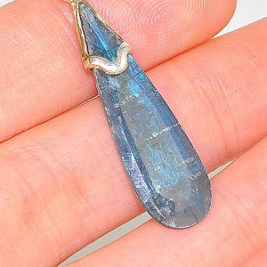 Sterling Silver Shimmering Blue Kyanite Delicate Teardrop Pendant