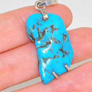 Sterling Silver Natural Turquoise Piece Pendant