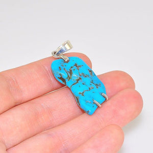 Sterling Silver Natural Turquoise Piece Pendant