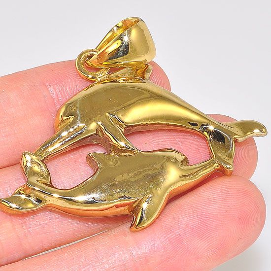 Charles Albert Alchemia Carved Swimming Dolphins Pendant