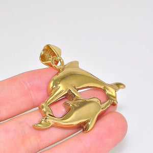 Charles Albert Alchemia Carved Swimming Dolphins Pendant