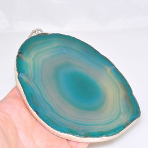 Charles Albert Sterling Silver Ocean Shore Green Agate Large Pendant