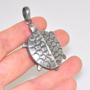 Sterling Silver Carved Tortoise Pendant