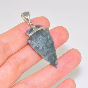 Sterling Silver 18.3 Carats Jasper Arrowhead Carved Pendant