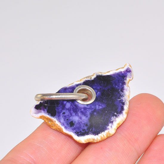 Sterling Silver 18.3 Carats Purple Opal Piece Pendant