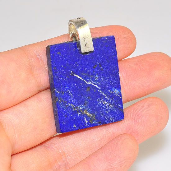 Sterling Silver Majestic Lapis Lazuli Rectangular Pendant