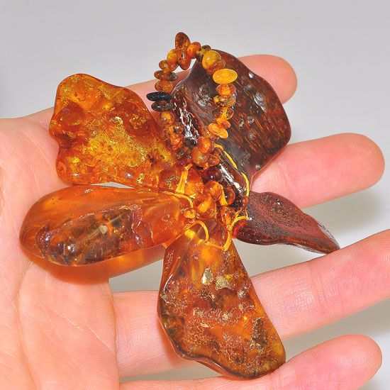 Genuine Baltic Honey Amber and Butterscotch Amber Oversized Flower Pendant