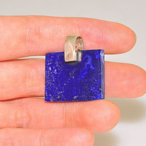 Sterling Silver Afghan Lapis Lazuli Rectangle Bar Pendant
