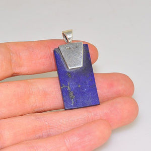 Sterling Silver Lapis Lazuli Rectangle Bar and Citrine Bead Pendant