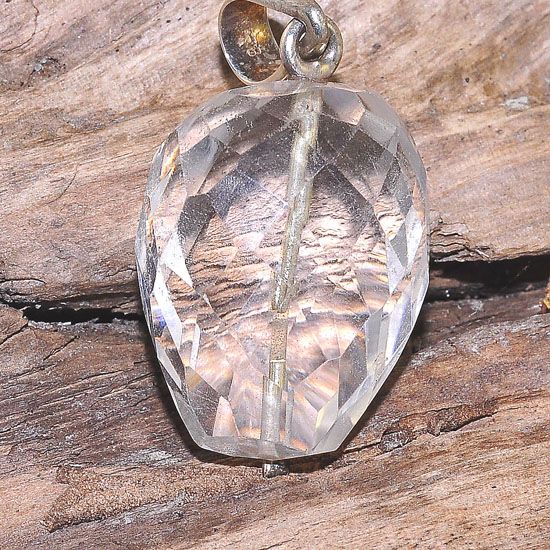 Sterling Silver Faceted Clear Quartz Nugget Pendant