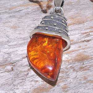 Sterling Silver Baltic Honey Amber Nugget Pendant