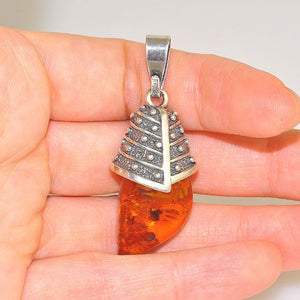 Sterling Silver Baltic Honey Amber Nugget Pendant