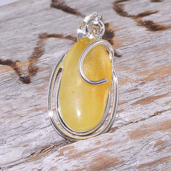 Sterling Silver Baltic Butterscotch Amber Elegant Oval Pendant