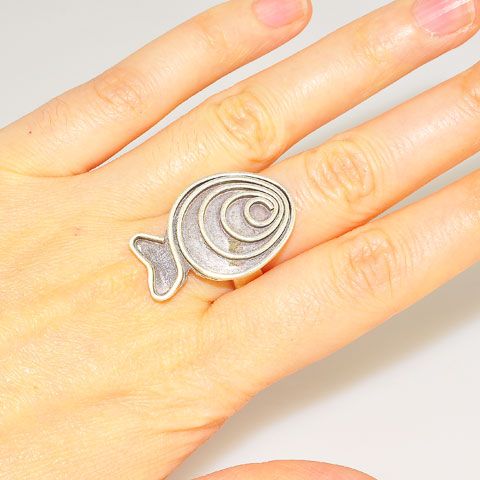 Thai Hill Tribe Silver Spiral Fish Ring