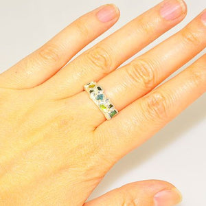 .999 Fine Silver Green Tourmaline Ring