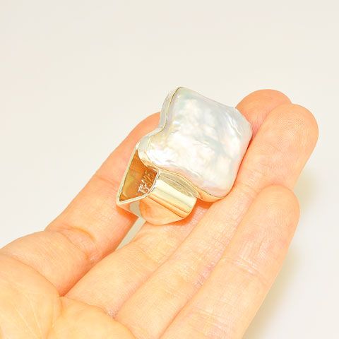 Sterling Silver Free Form Pearl Ring