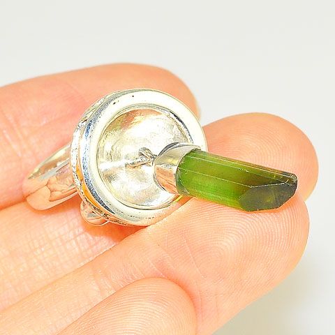 Sterling Silver and 18 K Gold Vermeil Tourmaline Crystal Charm Ring