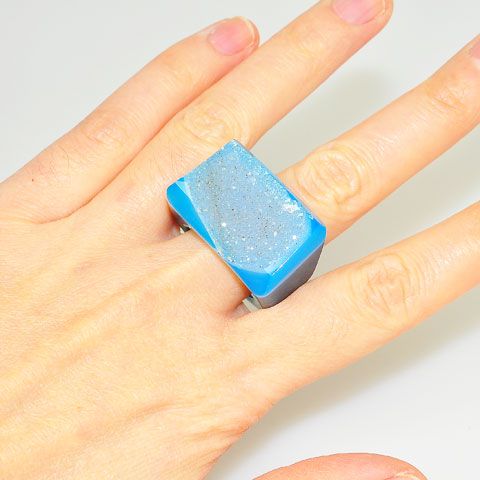 Blue Druzy One-Piece Ring