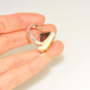 Sterling Silver Titanium Druzy Triangle Ring