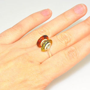 Sterling Silver Baltic Amber Disc Ring