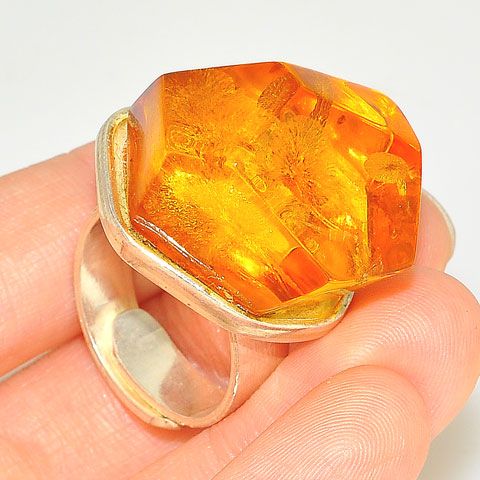 Sterling Silver Baltic Honey Amber Ring