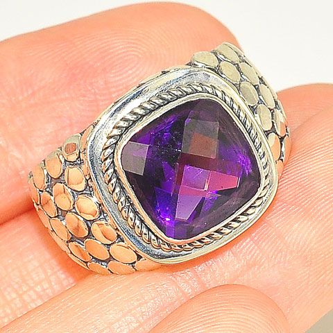 Sterling Silver 3-Carat Amethyst Square Ring