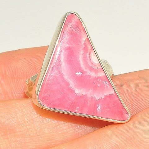 Sterling Silver Rhodochrosite Triangle Ring