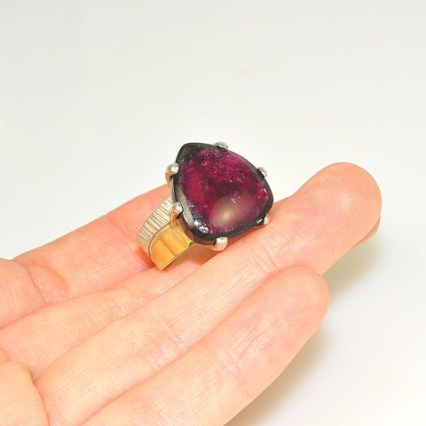 18 K Gold Vermeil and Sterling Silver Tourmaline Ring