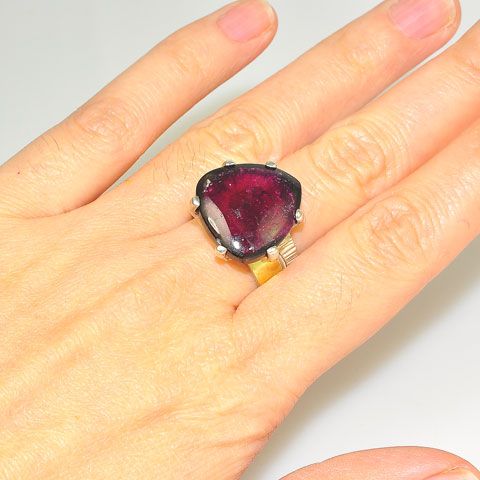 18 K Gold Vermeil and Sterling Silver Tourmaline Ring