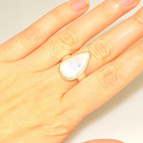 Sterling Silver Moonstone Pear Ring