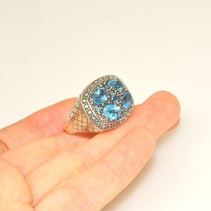 Sterling Silver Multi Blue Topaz Ring