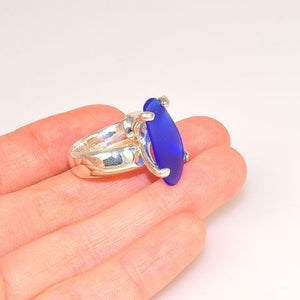 Charles Albert Sterling Silver Blue Beach Glass Ring