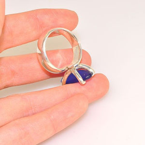 Charles Albert Sterling Silver Blue Beach Glass Ring