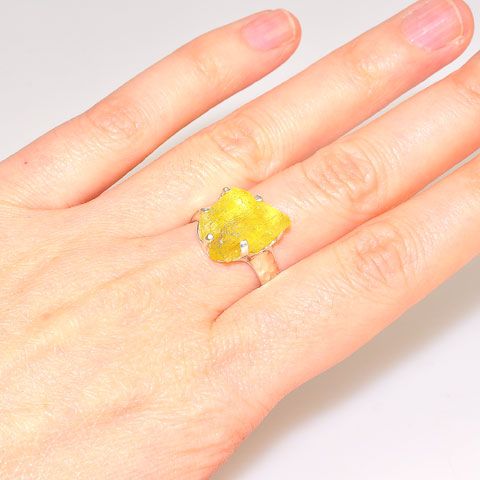 Sterling Silver Rough Citrine Ring