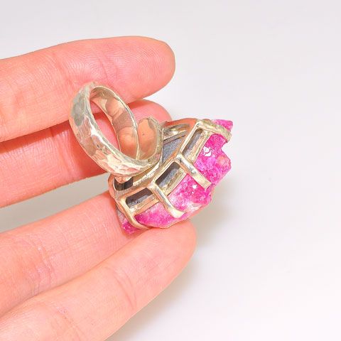 Sterling Silver Pink Druzy Ring