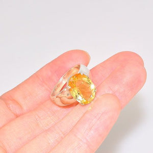 Sterling Silver 3-Carat Citrine Oval Ring