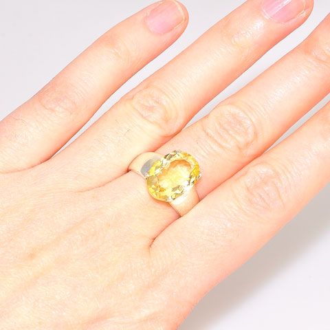 Sterling Silver 3-Carat Citrine Oval Ring