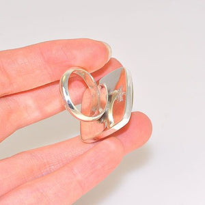 Sterling Silver Titanium Druzy Square Ring